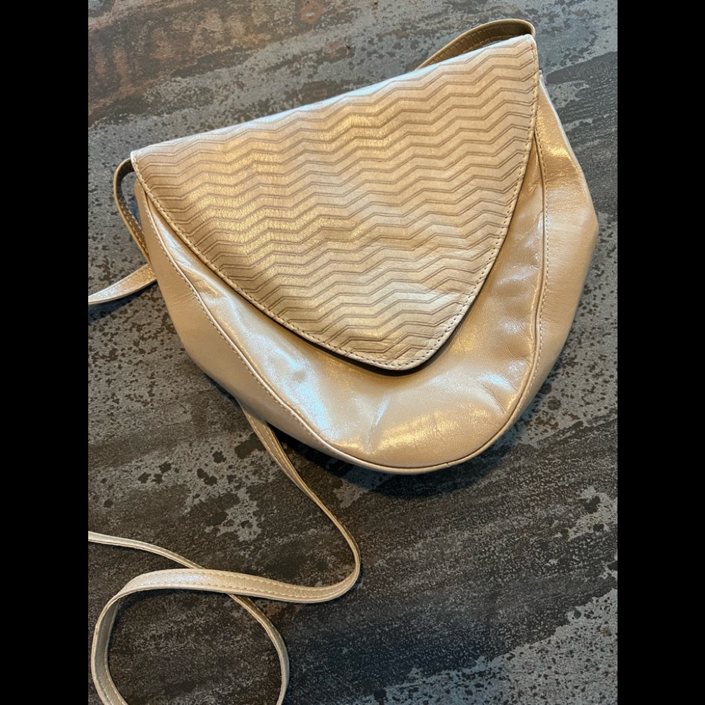 .👜XAVIER DANAUD PARIS🇫🇷Taupe Leather Shoulder Strap Purse Bag